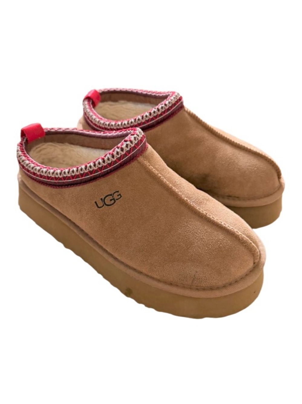 UGG Tazz shearling platform slipper in chestnut  EUC